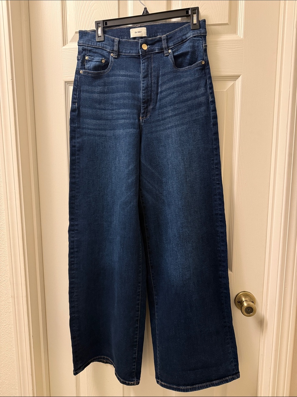 DL1961 Women's Dark Blue Wide-Leg High-Rise Jeans